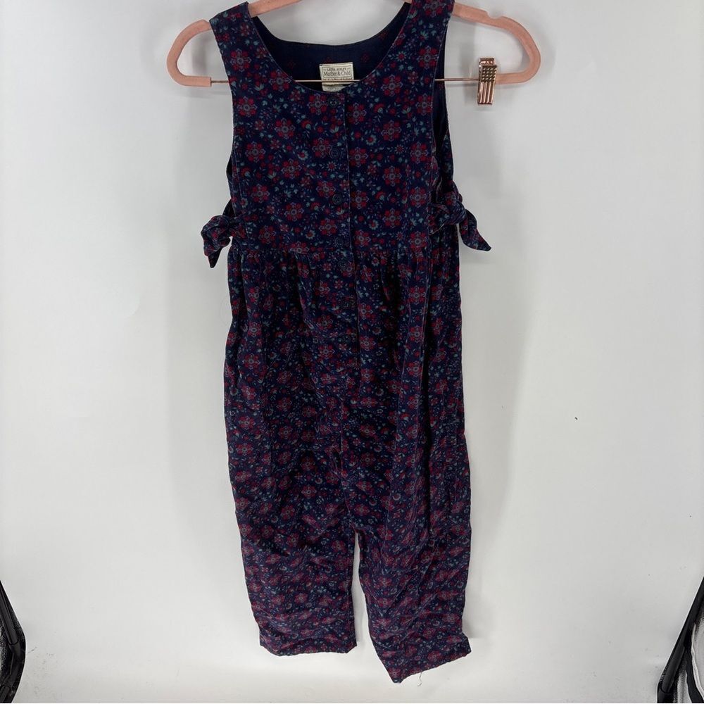 Vintage Laura Ashley mother & child navy Red Floral sleeveless Jumpsuit 1990s